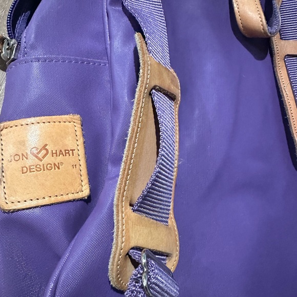 Jon Hart Design Purple With Brown Leather Accent Back Pack - Picture 4 of 8